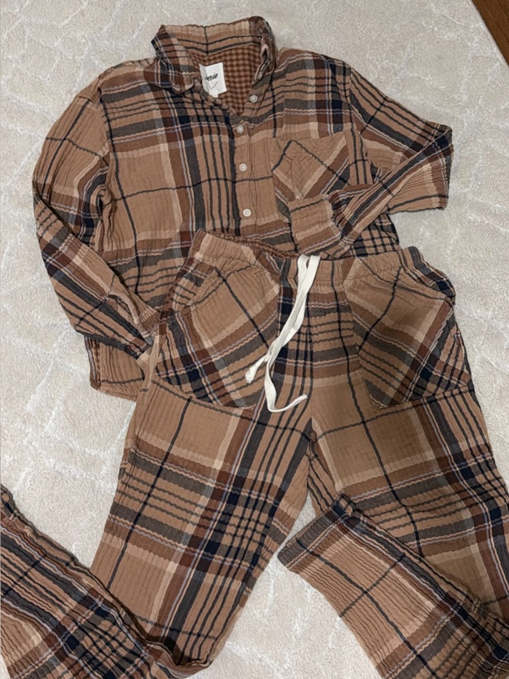 aerie Brown Plaid women’s Pajama Set